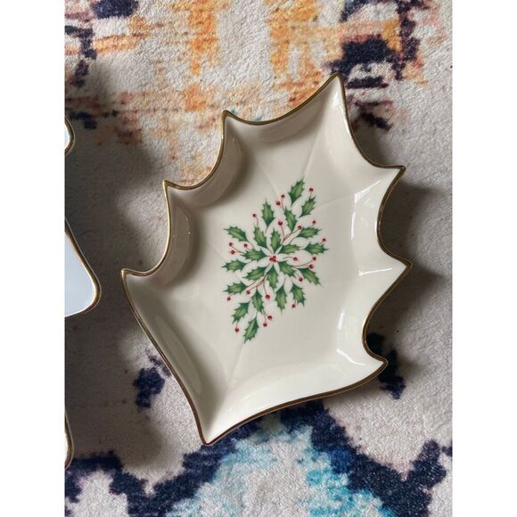 Lenox Tree Christmas Candy Trinket Dish bundle gold plated detail vintage lot - Picture 3 of 7